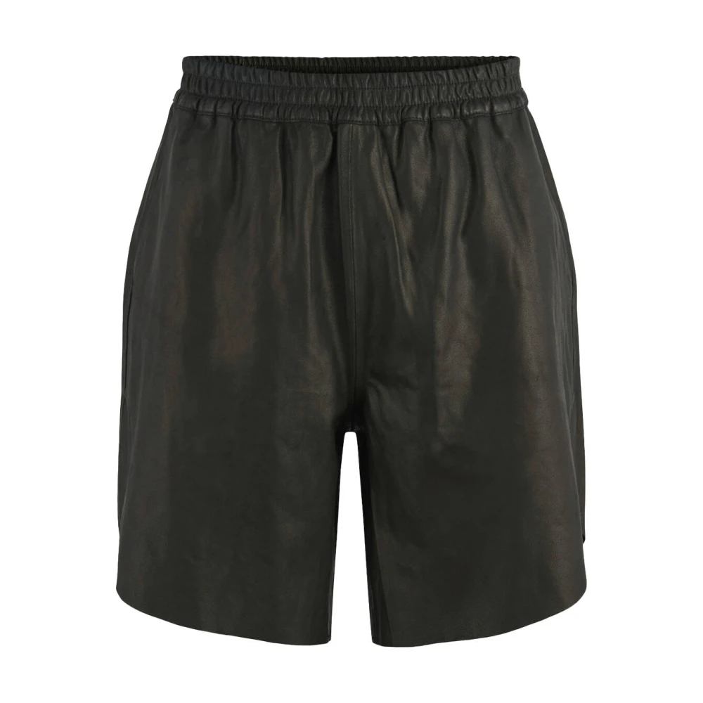 Y.A.S Leren Bermuda Shorts Black Dames