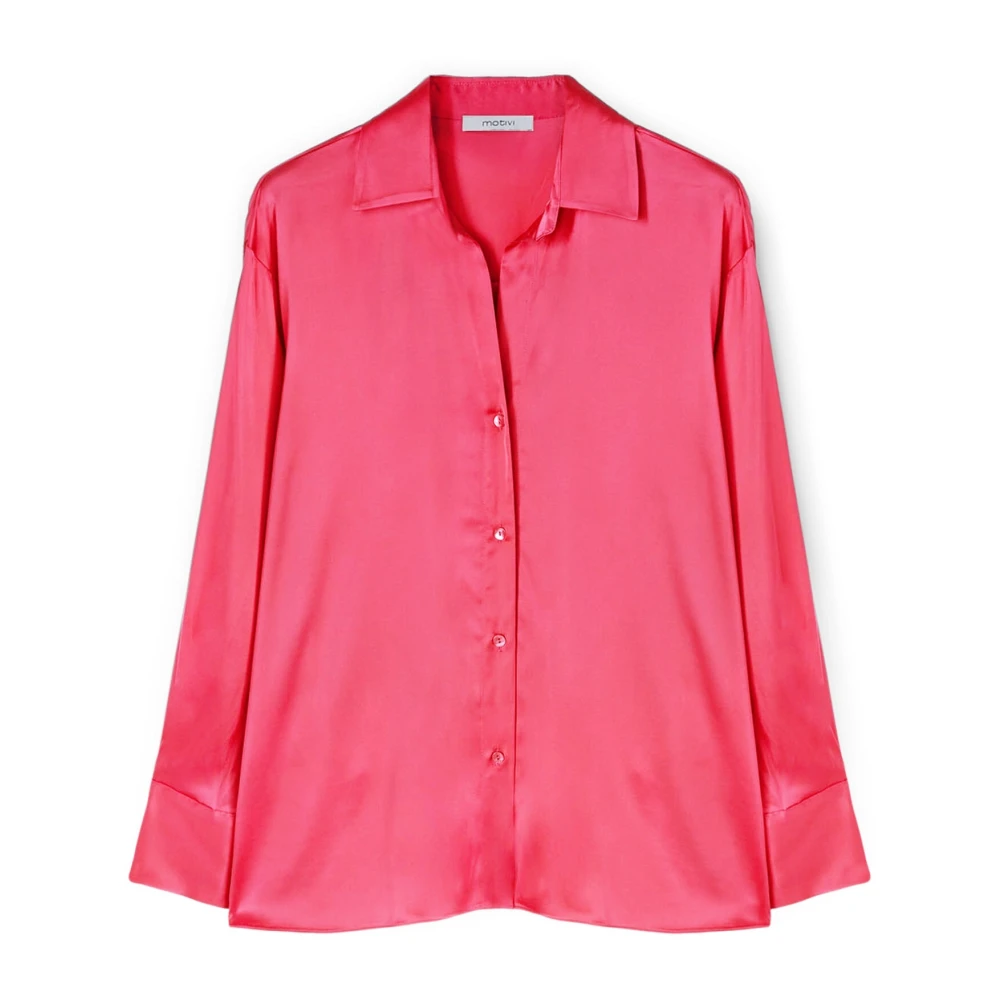 Motivi Stretch Satijnen Blouse Pink Dames