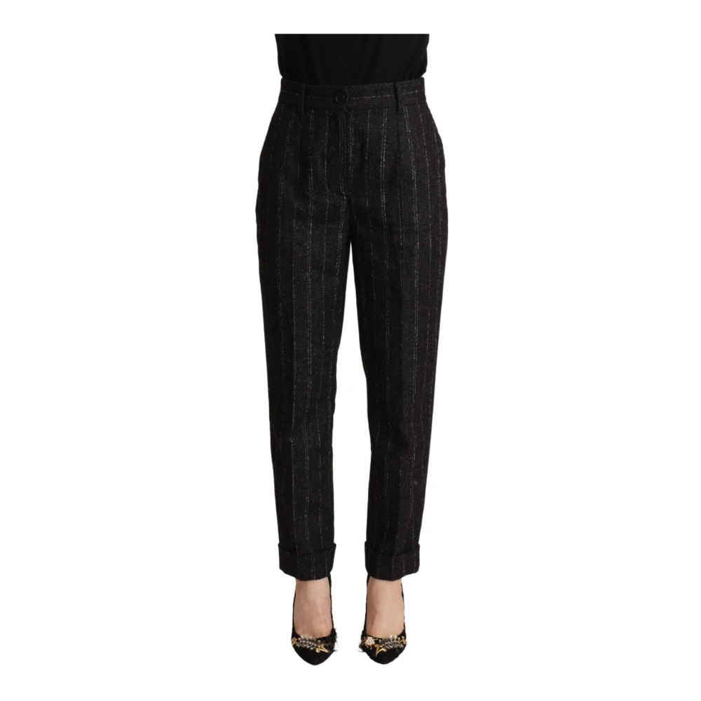 Dolce & Gabbana Women's Black Striped High Waist Tapered Trousers - Tapered Trousers - Xs - Trousers