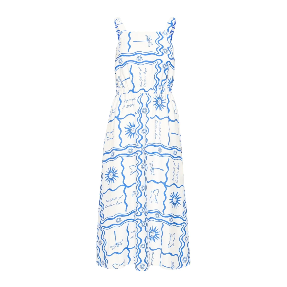 Ichi Vrouw Blauw Kleedjes Dames, Xl, Linnen, Firisa Jurk