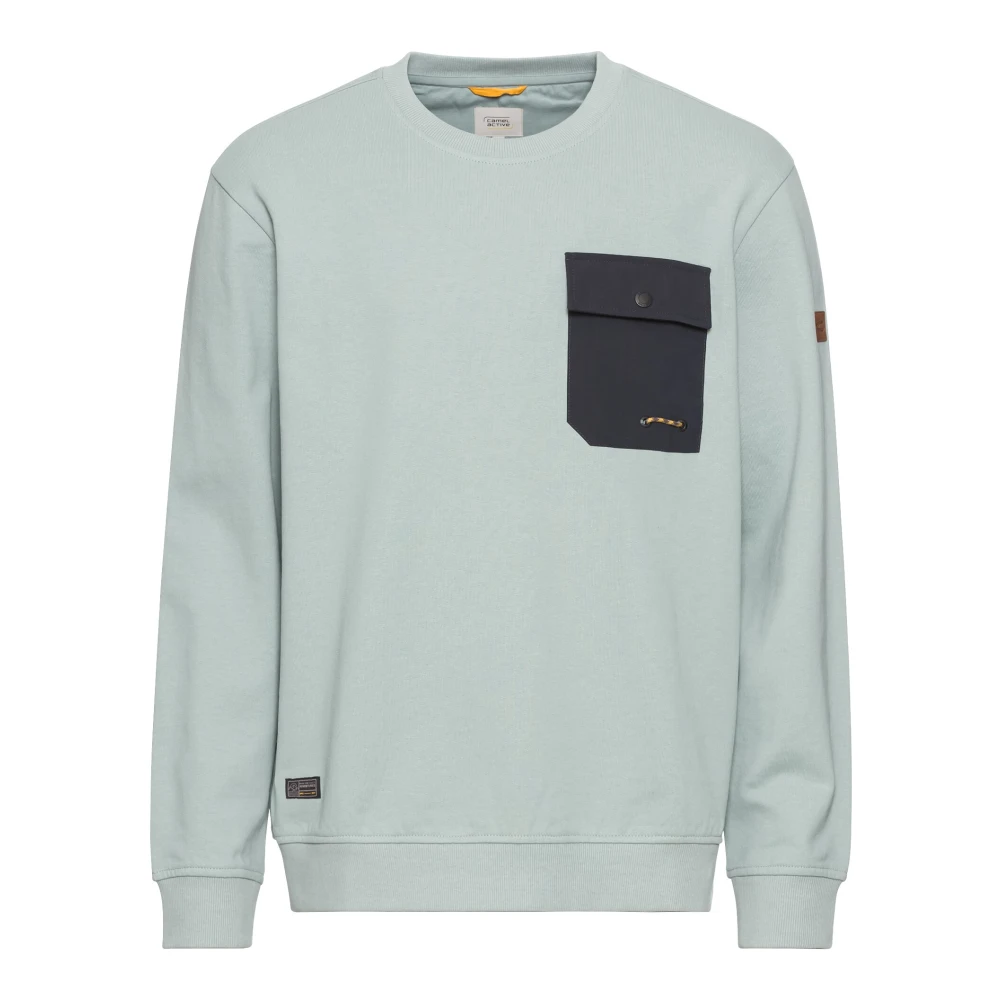 Camel active Sweatshirt met Ronde Hals en Borstzak Green Heren