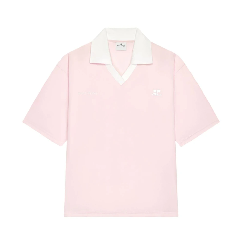 Courrèges Women's Pink Logo Embroidered Polo Shirt