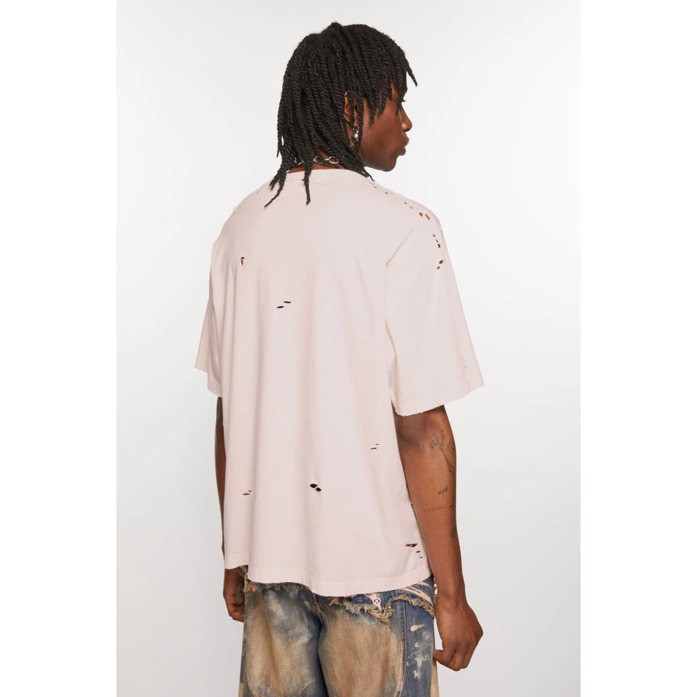 Acne Studios Logo T-shirt Relaxte pasvorm Pink Heren