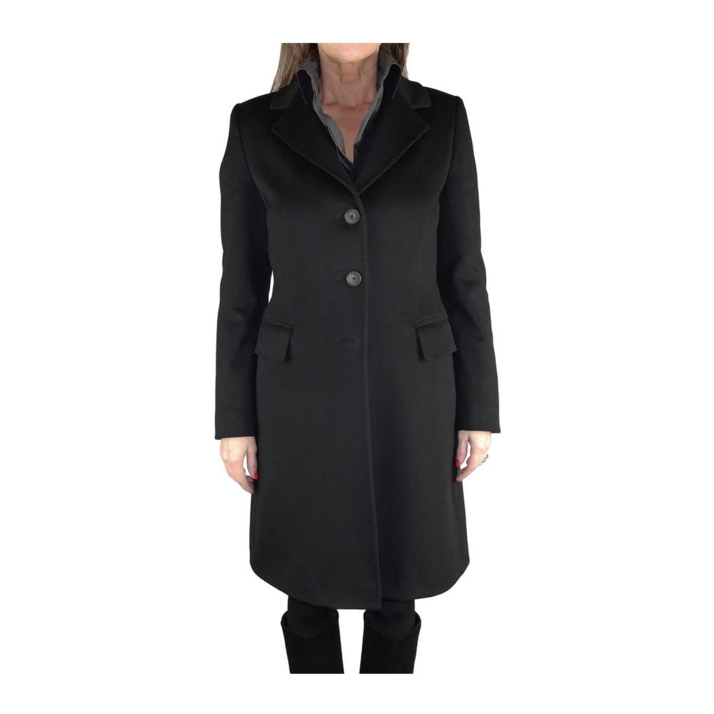 Made in Italia Klassieke wollen jas met revers en zakken Black Dames