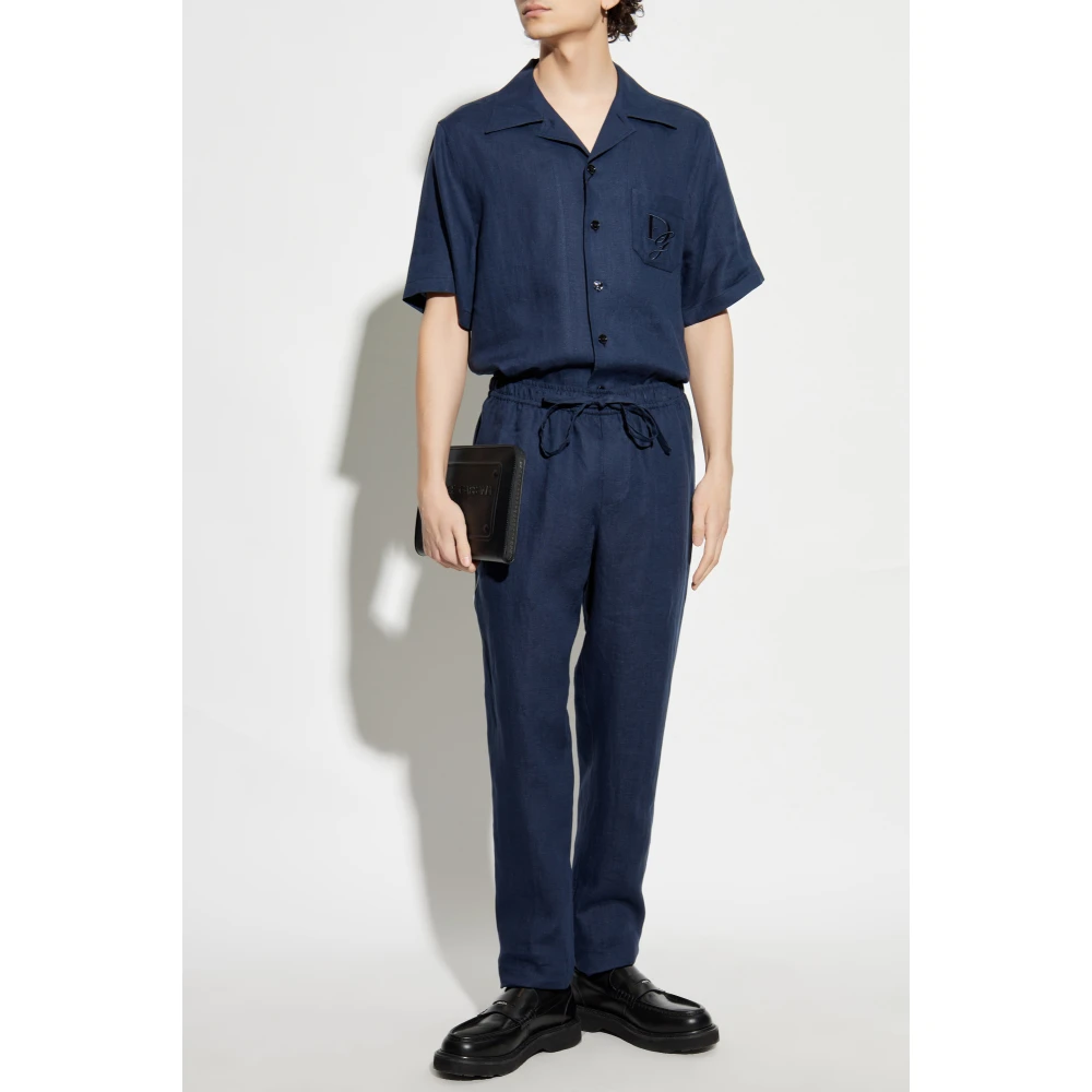Dolce & Gabbana Linnen overhemd Blue Heren