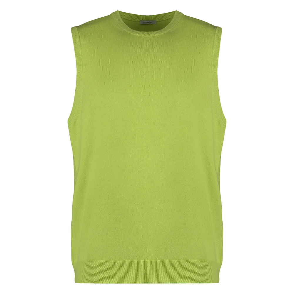 Malo Kasjmier Ribgebreid Vest Green Heren