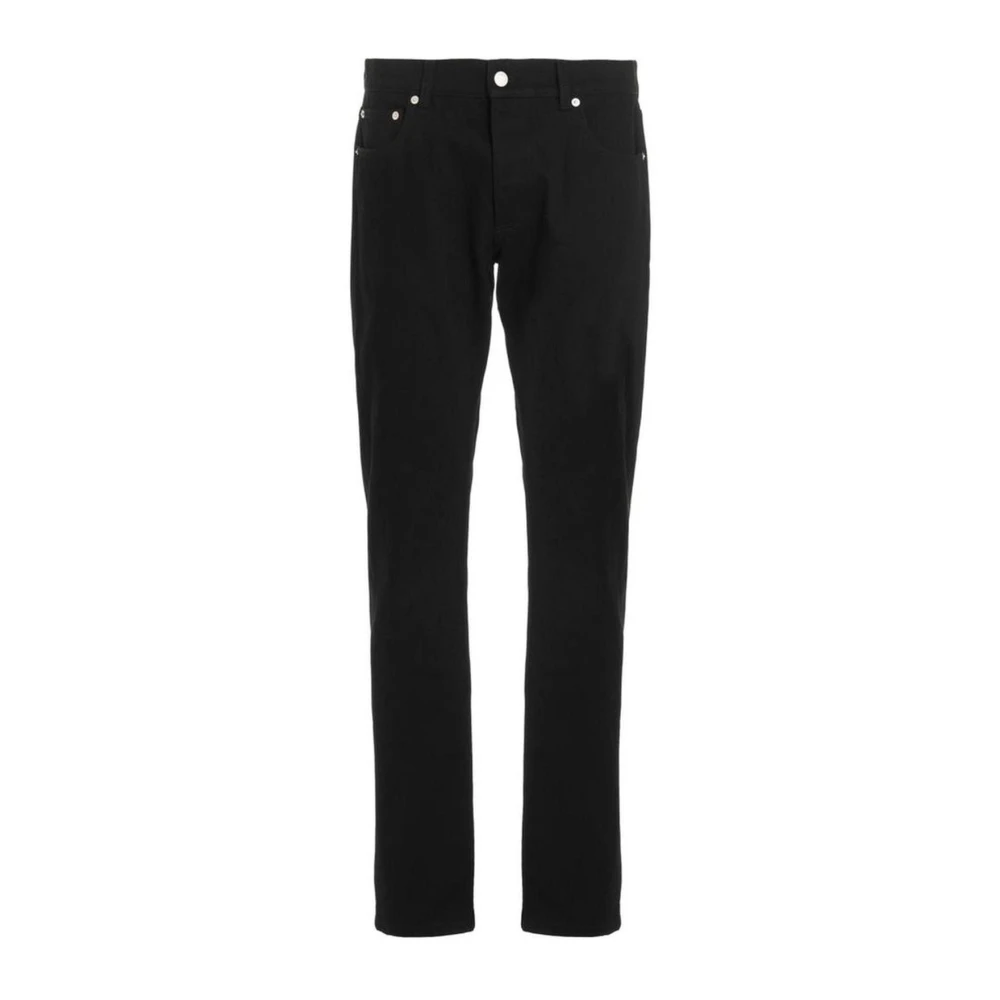alexander mcqueen Zwarte Logo Geborduurde Casual Jeans Black Heren