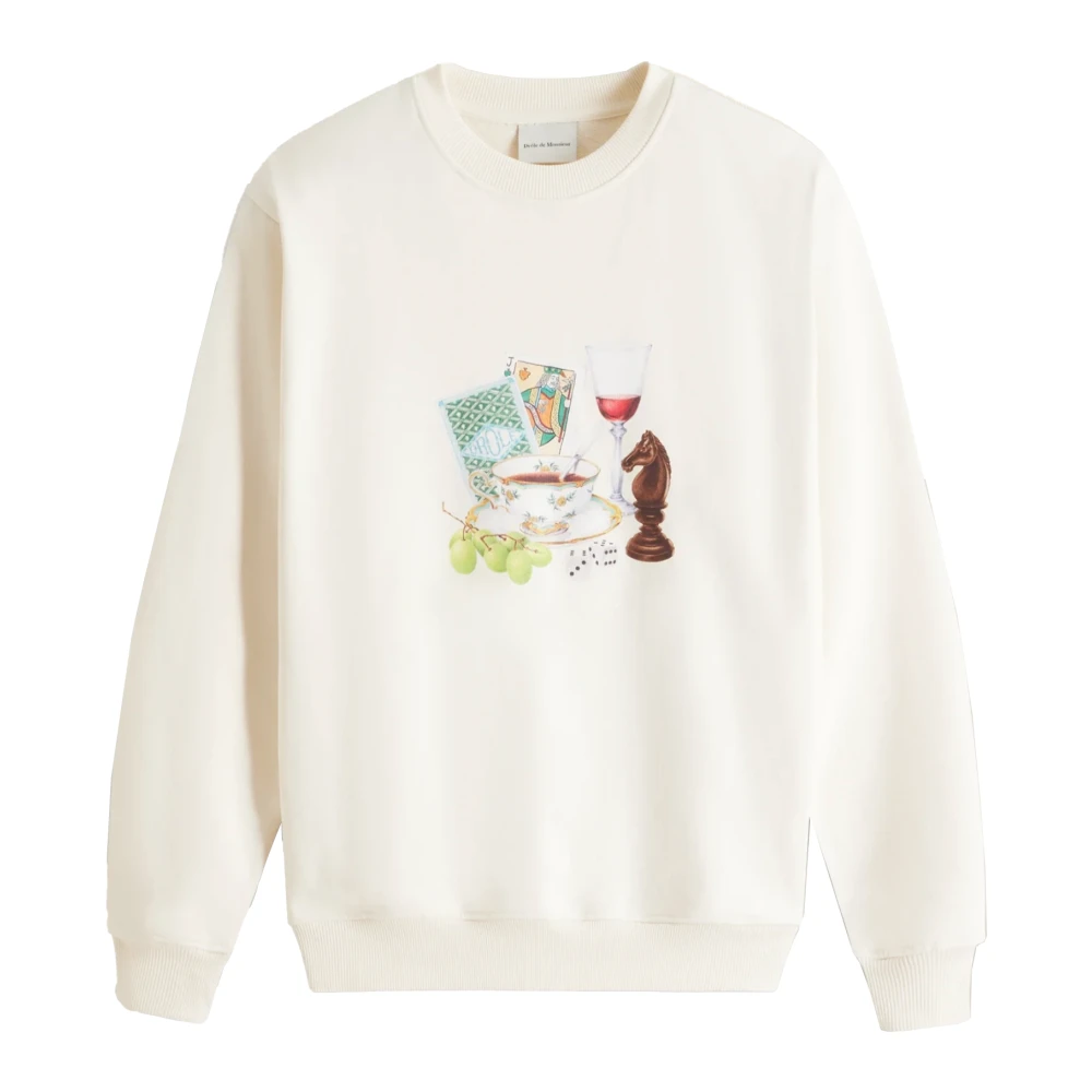 Drole de Monsieur Geborduurde Slogan Sweater Beige Heren