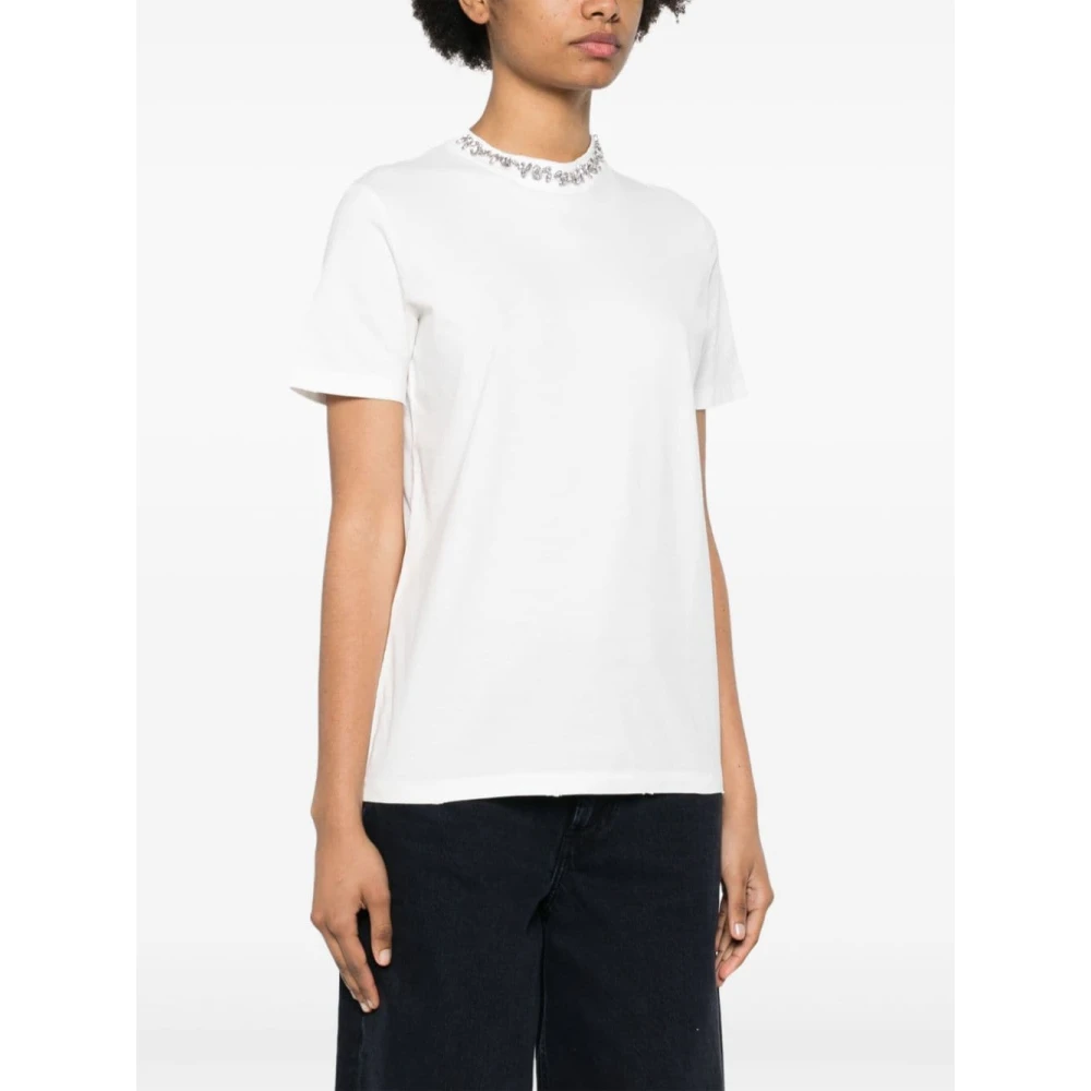 Golden Goose T-shirt met strass-versiering en ronde hals White Dames