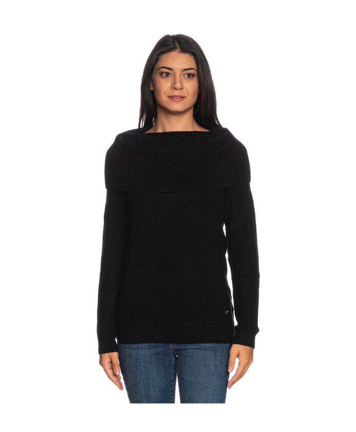 pull-noir-en-viscose-avec-col-en-lurex