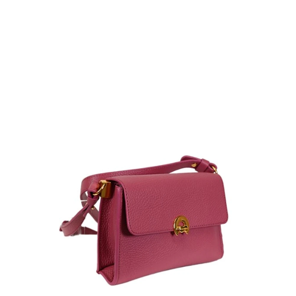 Coccinelle Schoudertas van generfd leer met draaisluiting Purple Dames
