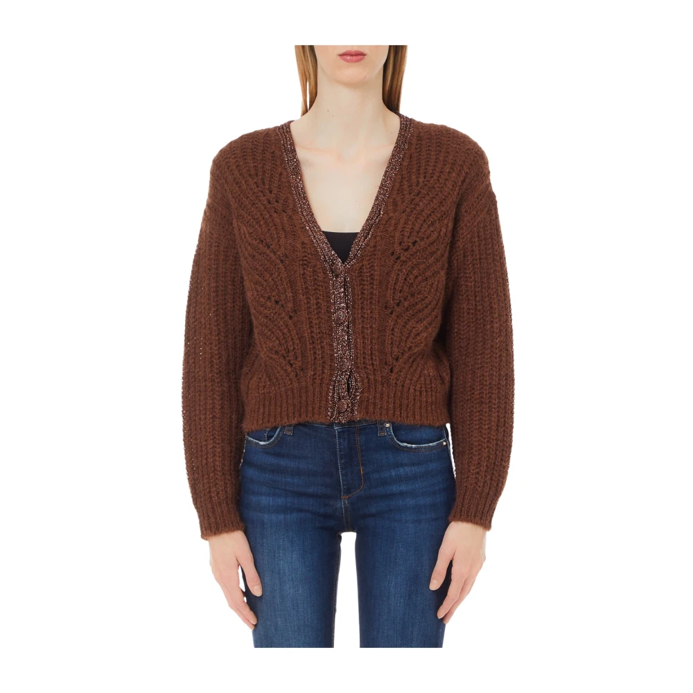 Liu Jo Bruine Geknipte Vest met V-Hals Brown Dames