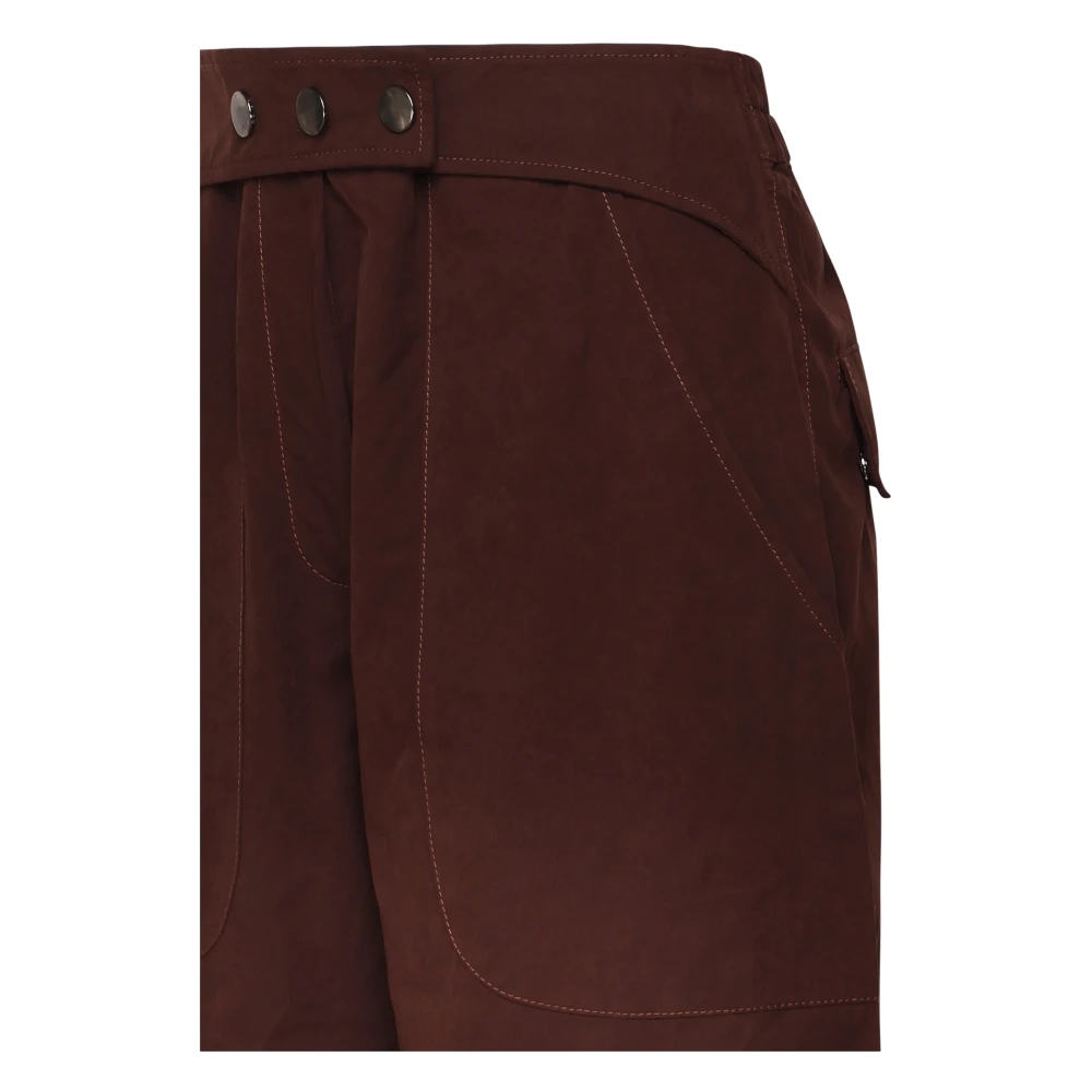 Andamane Suede Katoenen Broek met Zakken Brown Dames