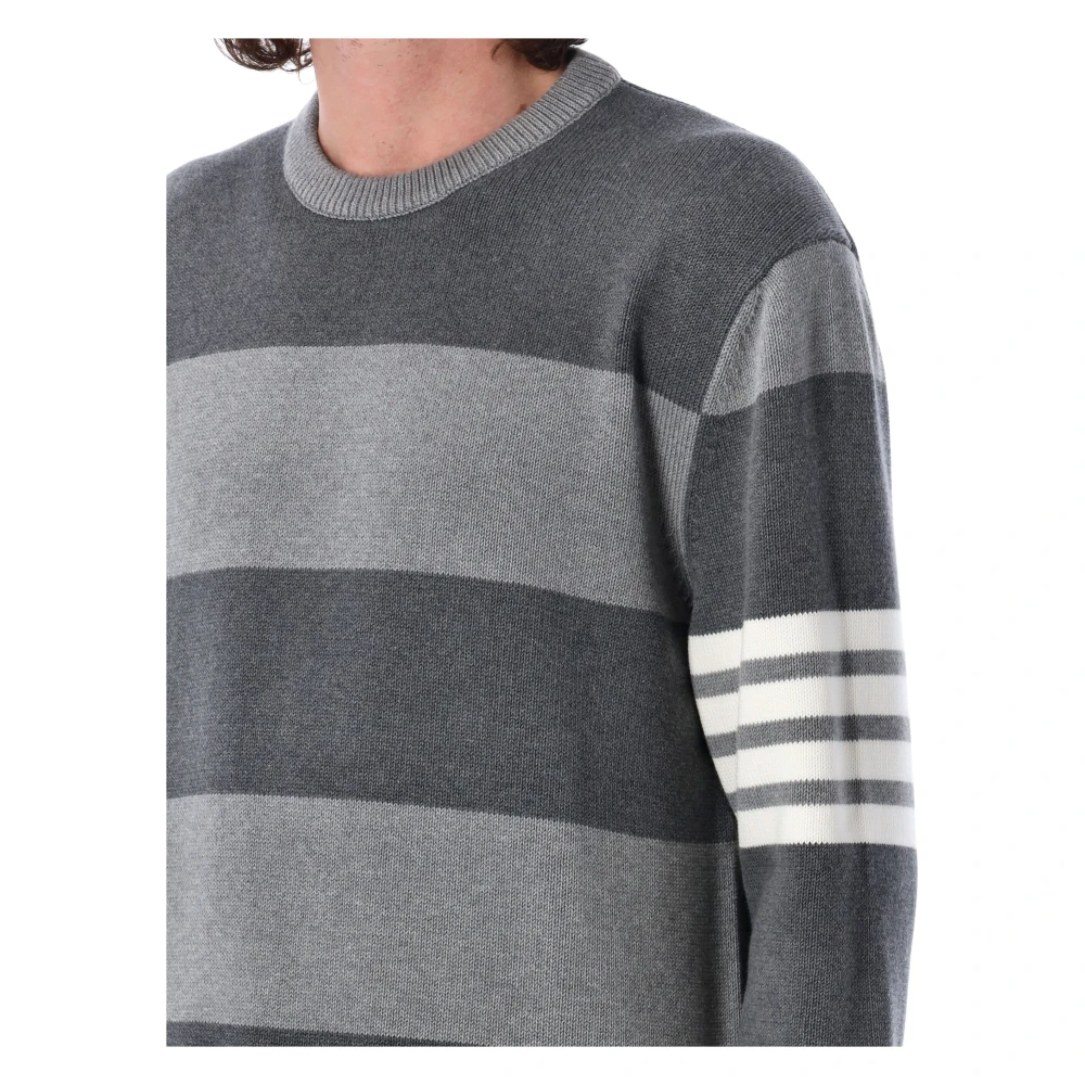 Thom Browne Grijze Tonal Gebreide Rugby Rose Sweater Gray Heren