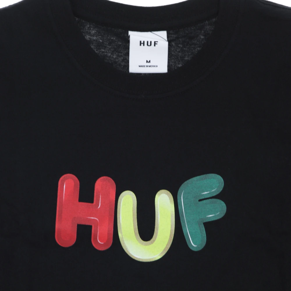 HUF Zwarte Crop Tee Crew-Neck Korte Mouw Black Dames
