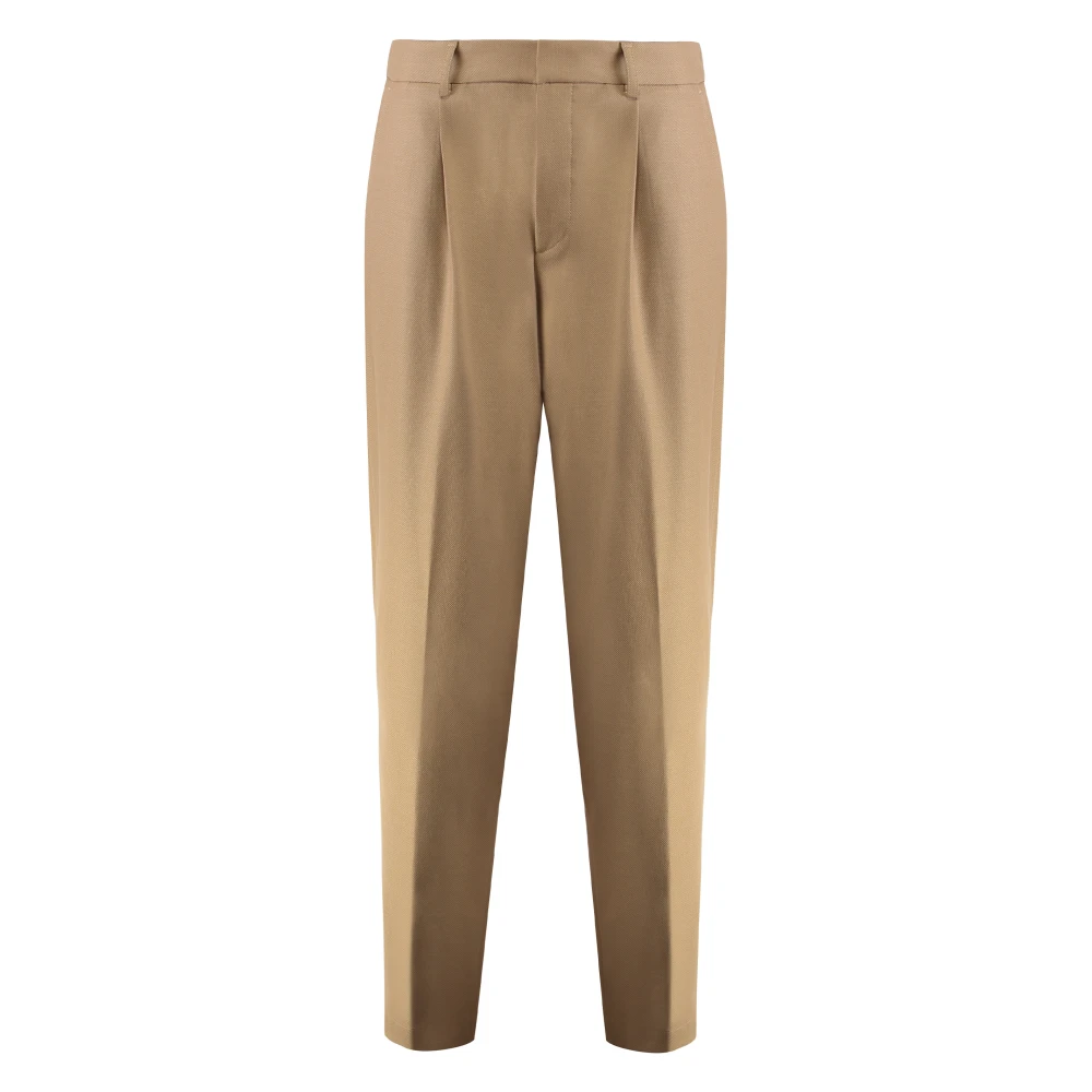 Hugo Men's Beige Slim-Fit Trousers, M, Blend Wool Trousers With Pockets