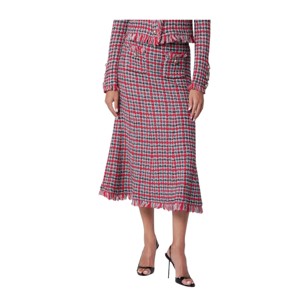 Self-Portrait Red Cotton Midi Skirt - L - Image 2