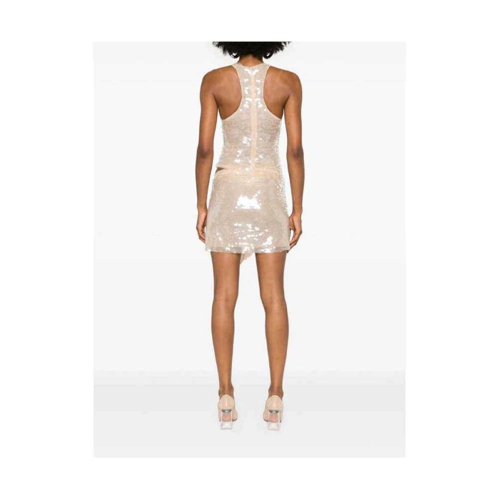 The Attico Crèmewitte Pailletten Jurk Beige Dames