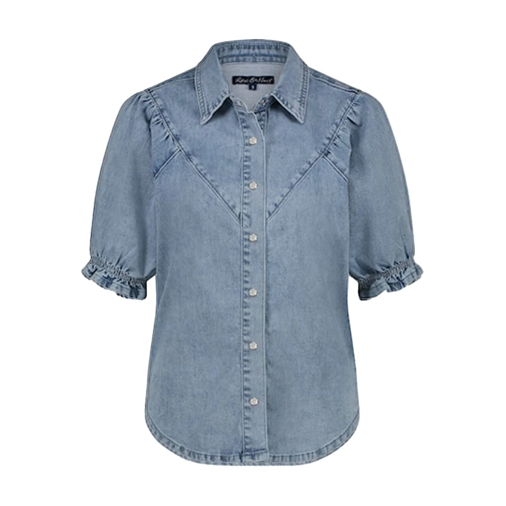 Red Button Victoria Blouse Lange Mouw Licht Steen Blue Dames
