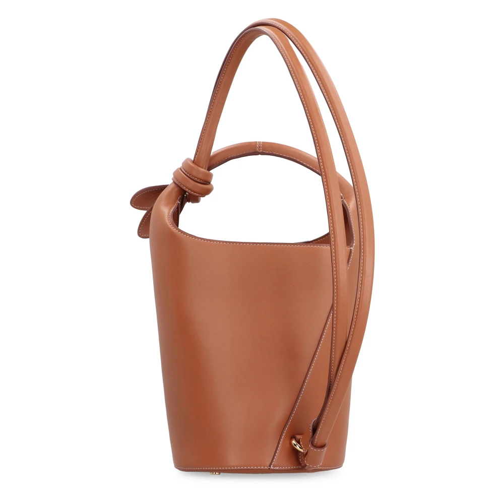 Jacquemus Mini bucket tas met drukknoopsluiting Brown Dames