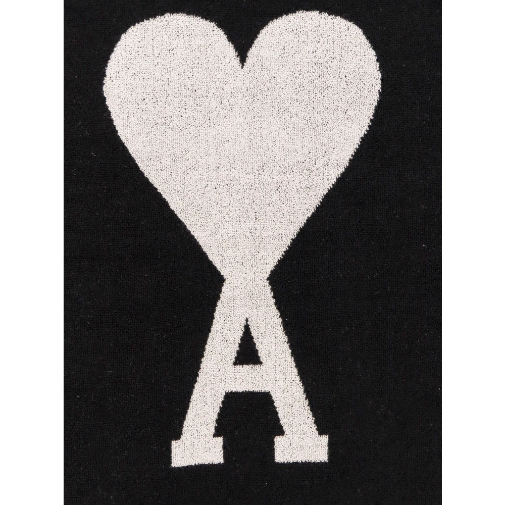 Ami Paris Zwarte Logo Print Zwemkleding Black Heren
