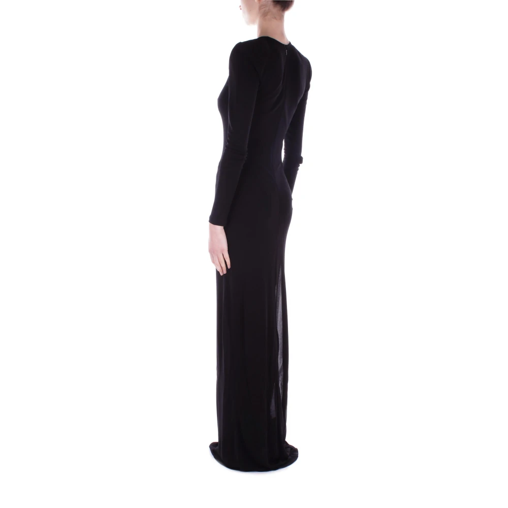 Elisabetta Franchi Zwarte Jurk met Achterrits Split Black Dames