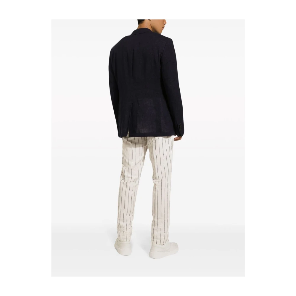 Dolce & Gabbana Blauwe Jassen Peak Revers Knoopsluiting Blue Heren