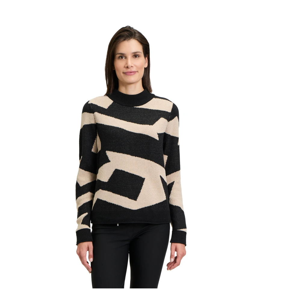 Betty Barclay Grafische Jacquard Gebreide Trui Black Dames