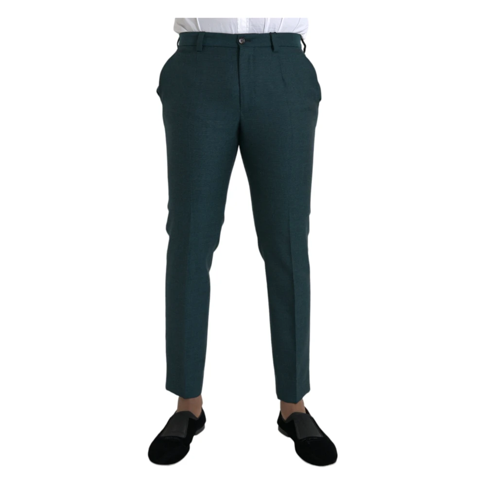Dolce & Gabbana Suit Trousers, Male, M, Dark Wool Dress Trousers Green
