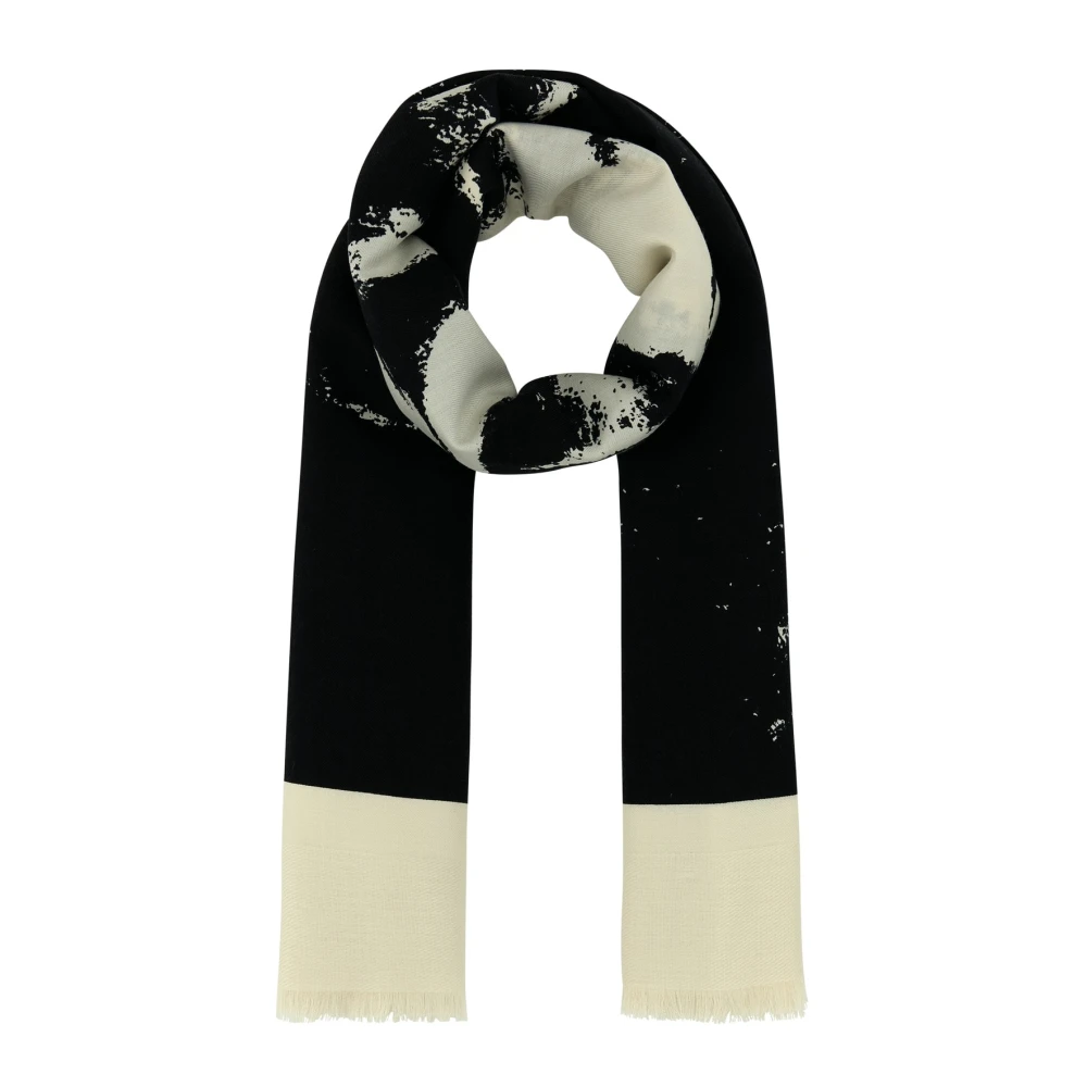 Alexander Mcqueen Women's Black Silk Scarves, One Size, Skull Exploded Scarves And Shawls