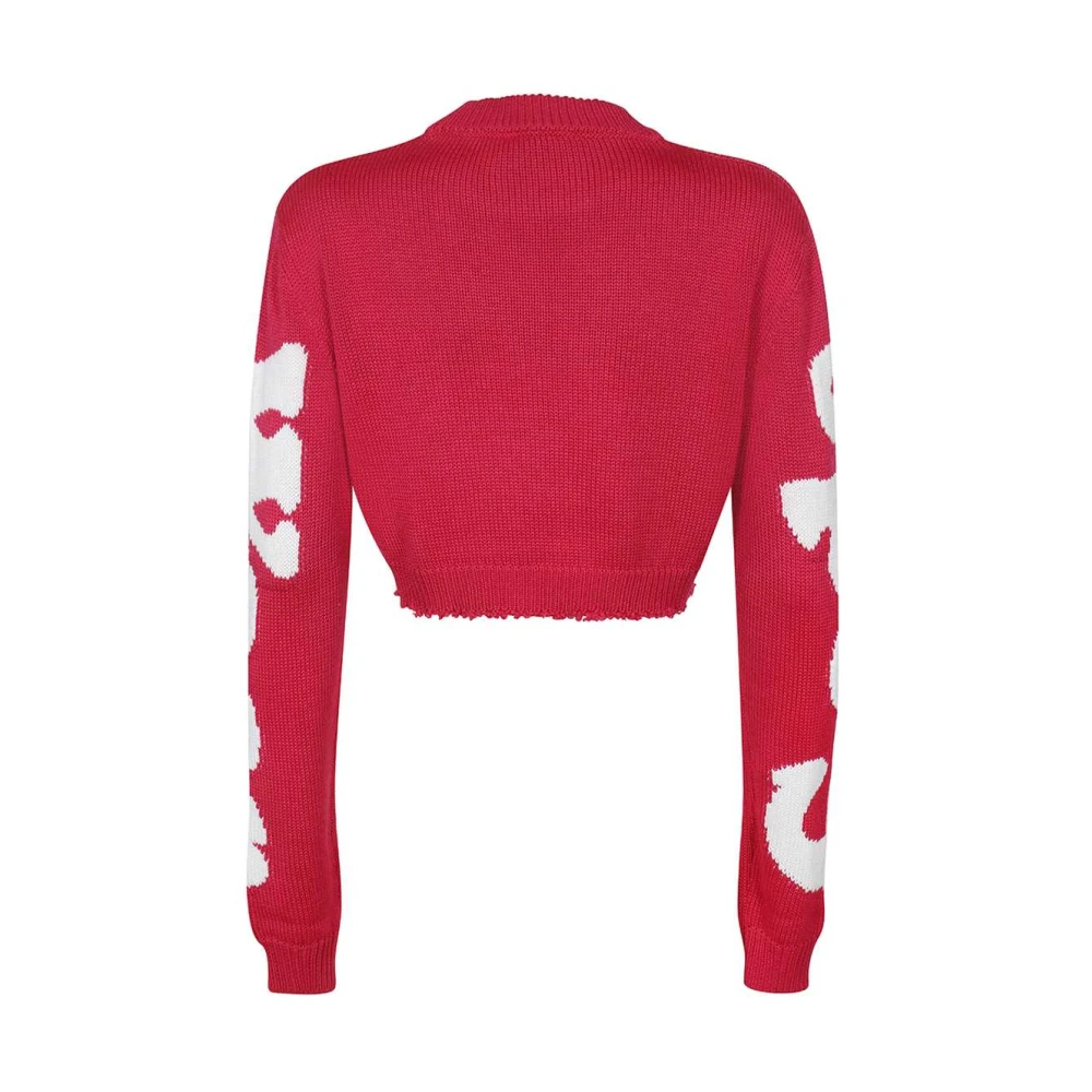 Gcds Intarsia Crew-Neck Sweater Pink Dames