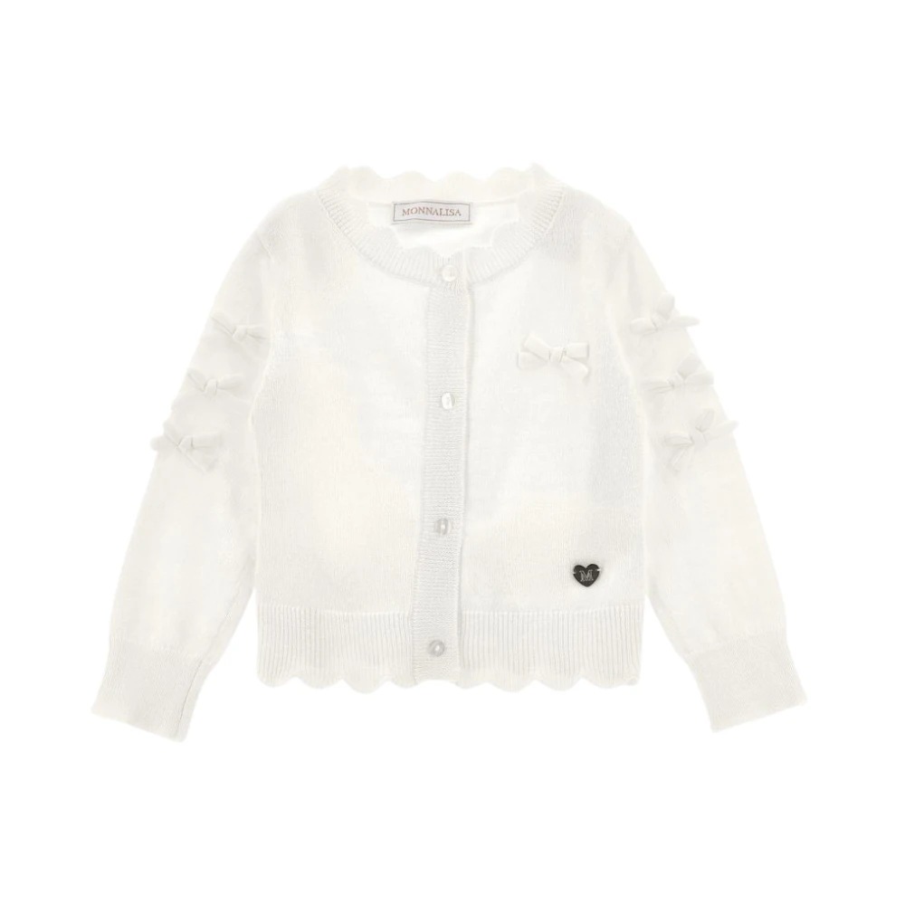Monnalisa Cardigan Fiocchini Cotone - Unisex - Kids Cardigans - White - 3 Y | 98 Cm - Kids