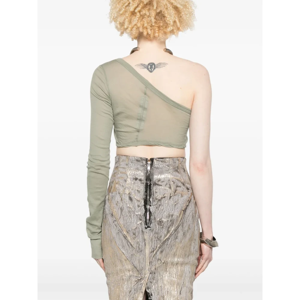 Rick Owens Groene One Shoulder Katoenen Top Green Dames
