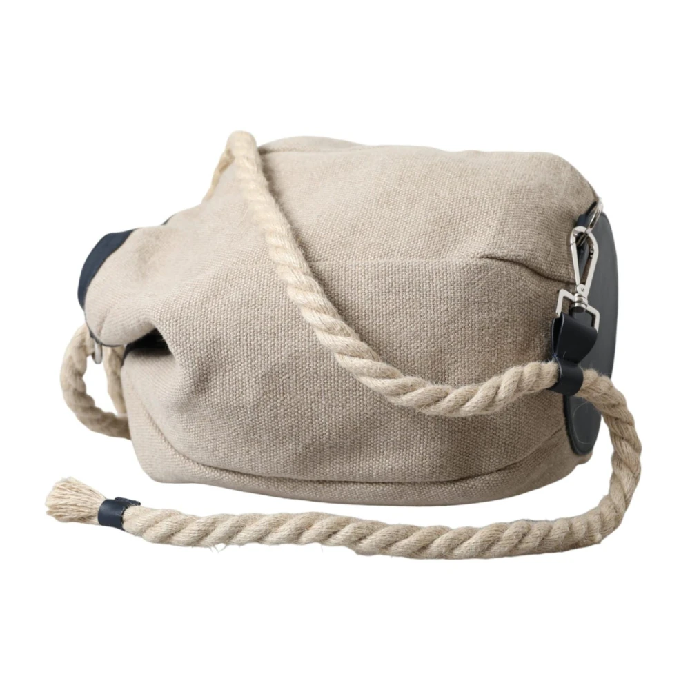 Dolce & Gabbana Beige Canvas Bucket Bag met Logo Beige Heren