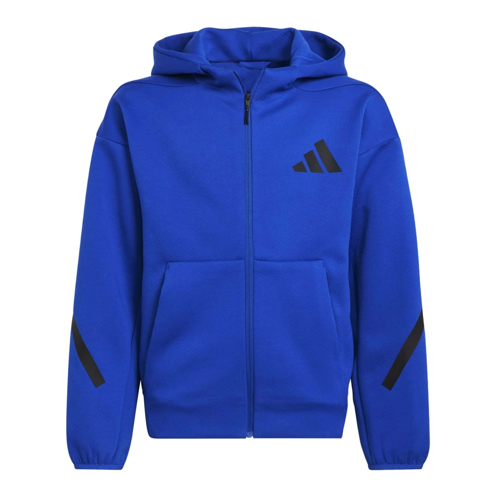 Adidas Blå Svart Huva Tröja med Dragkedja Blue, Unisex