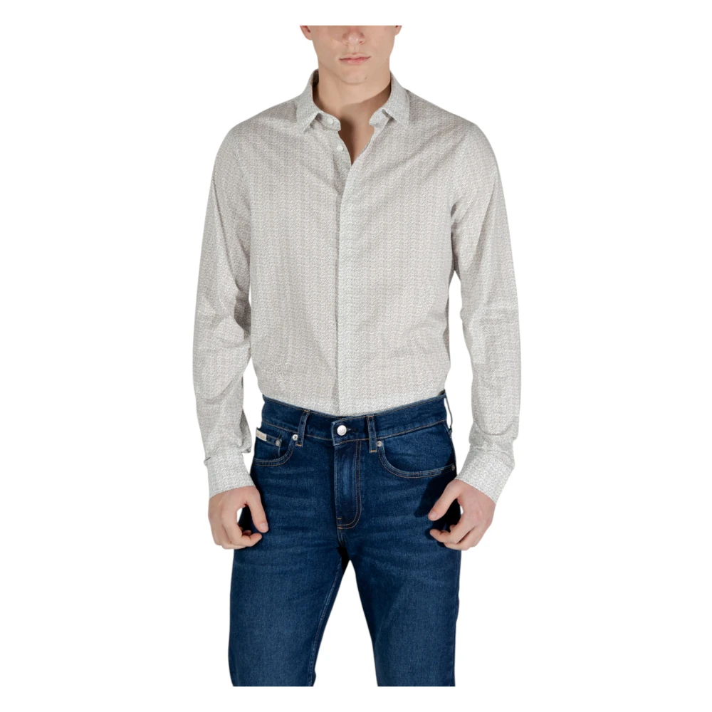 Armani Exchange Lente Zomer Lange Mouw Shirt Beige Heren