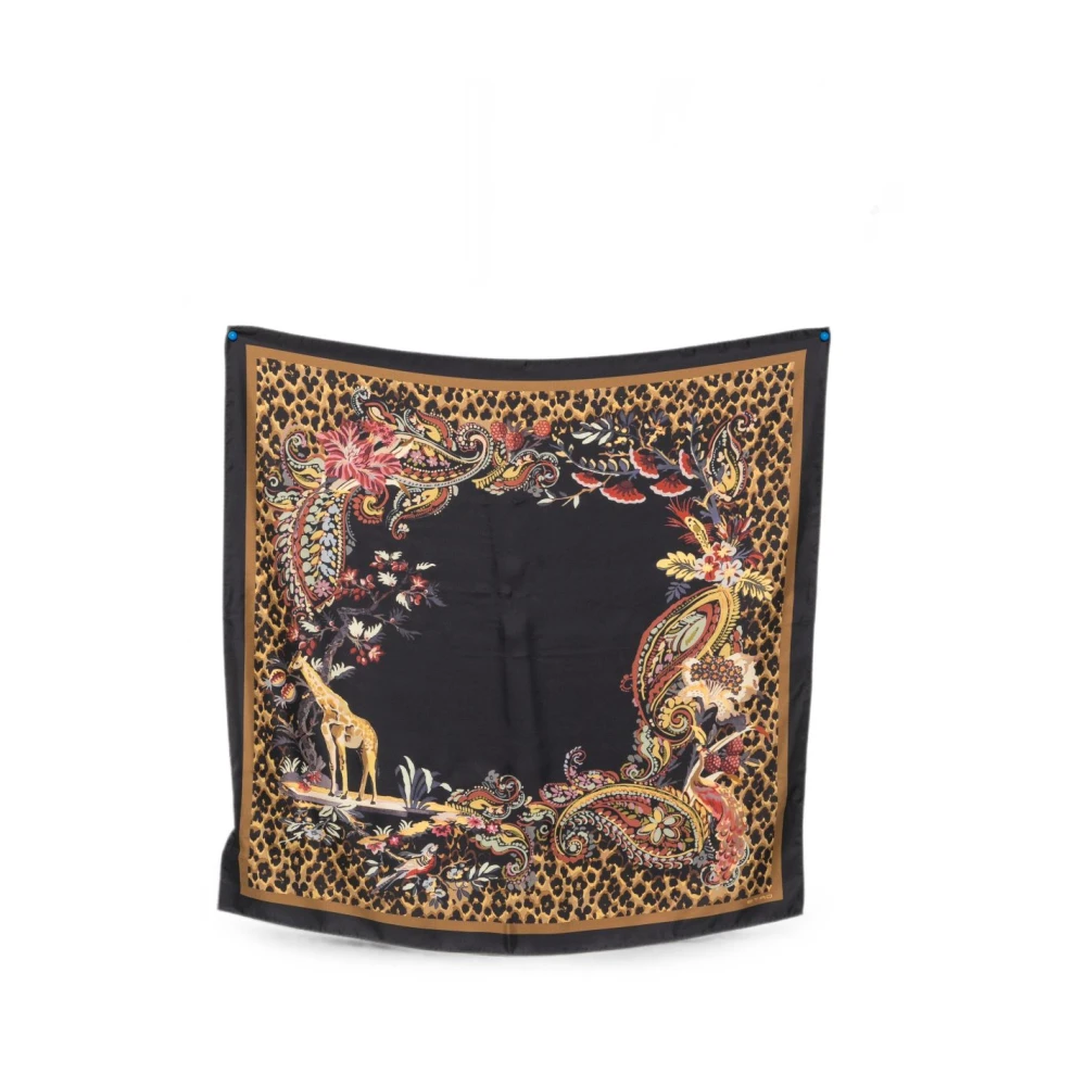 Etro , Silk Scarves, Female, Brown, One Size, Printed Silk Foulard