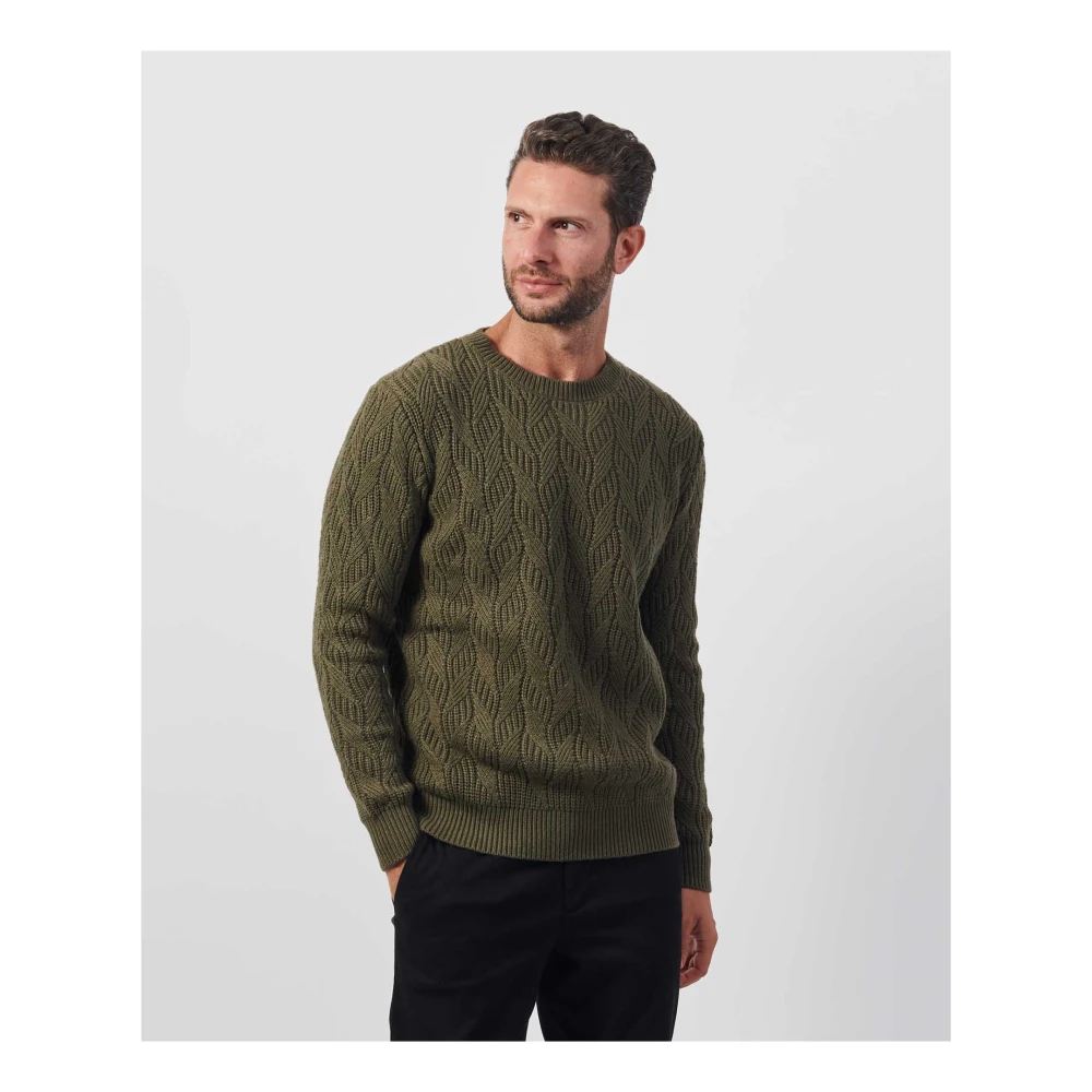 Guess Groene wollen trui met vlechten Green Heren