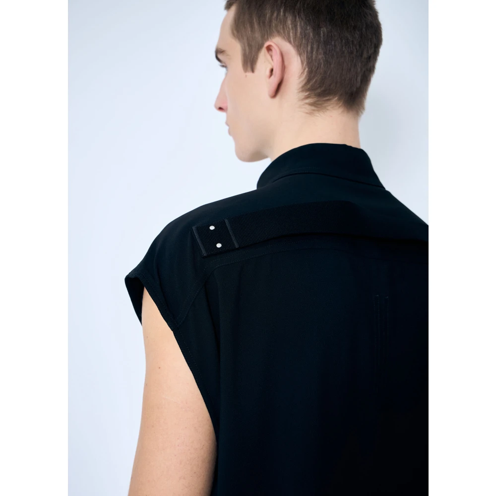Rick Owens Mouwloos Overshirt met Zakken met Rits Black Heren