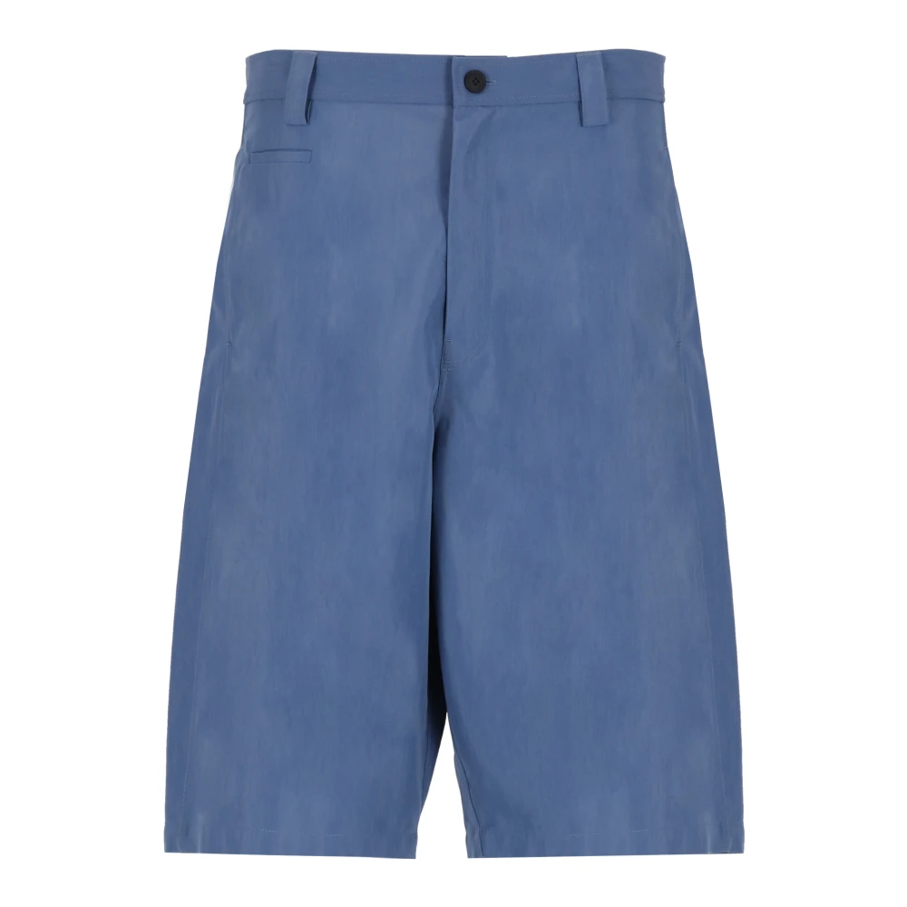 Maison Kitsuné Blauwe Katoenen Bermuda Shorts Hoge Taille Blue Heren