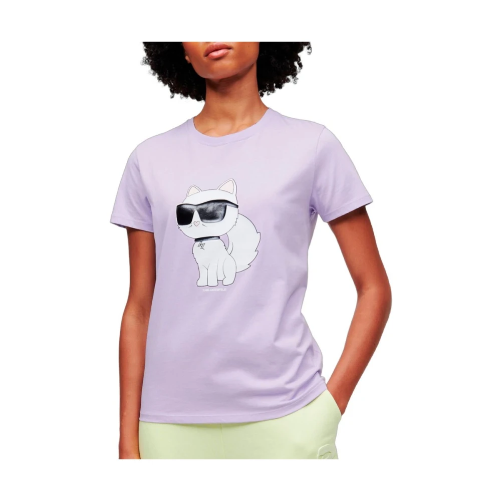 Karl Lagerfeld Ikonik Choupette Lavendel T-shirt Purple Dames