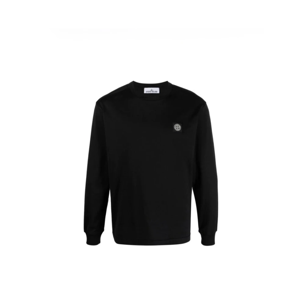 Stone Island Zwarte Katoenen Longsleeve T-Shirt Black Heren