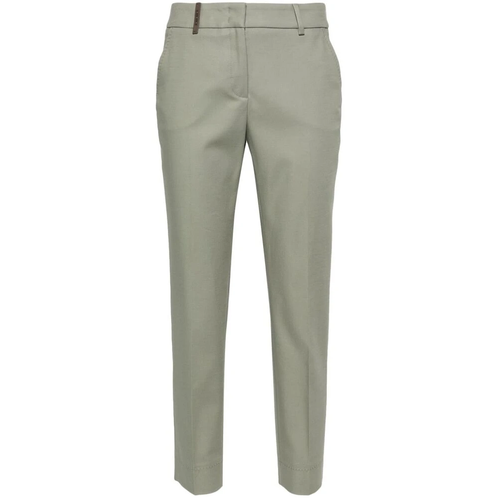 PESERICO Cropped Trousers Green Dames