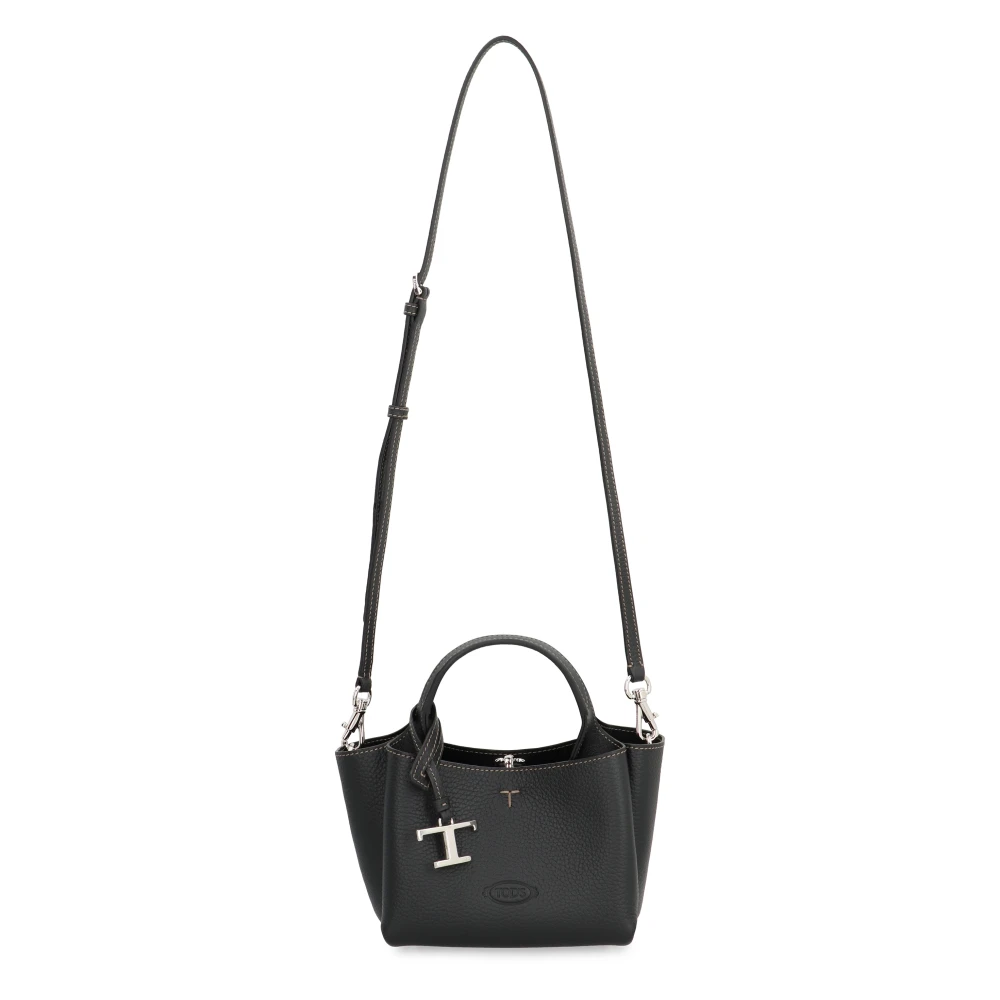 TOD'S Leren handtas met afneembare bedel Black Dames
