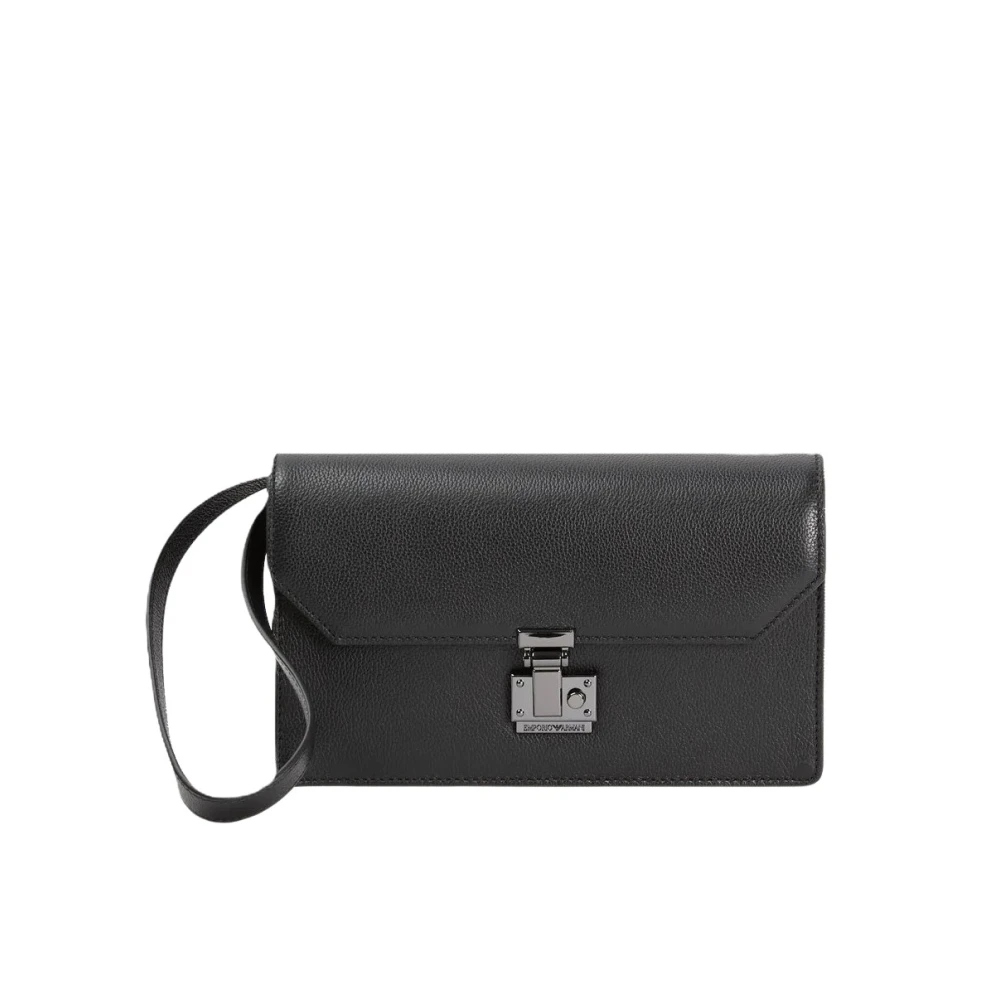 Emporio Armani Zwarte leren herentas Black Dames
