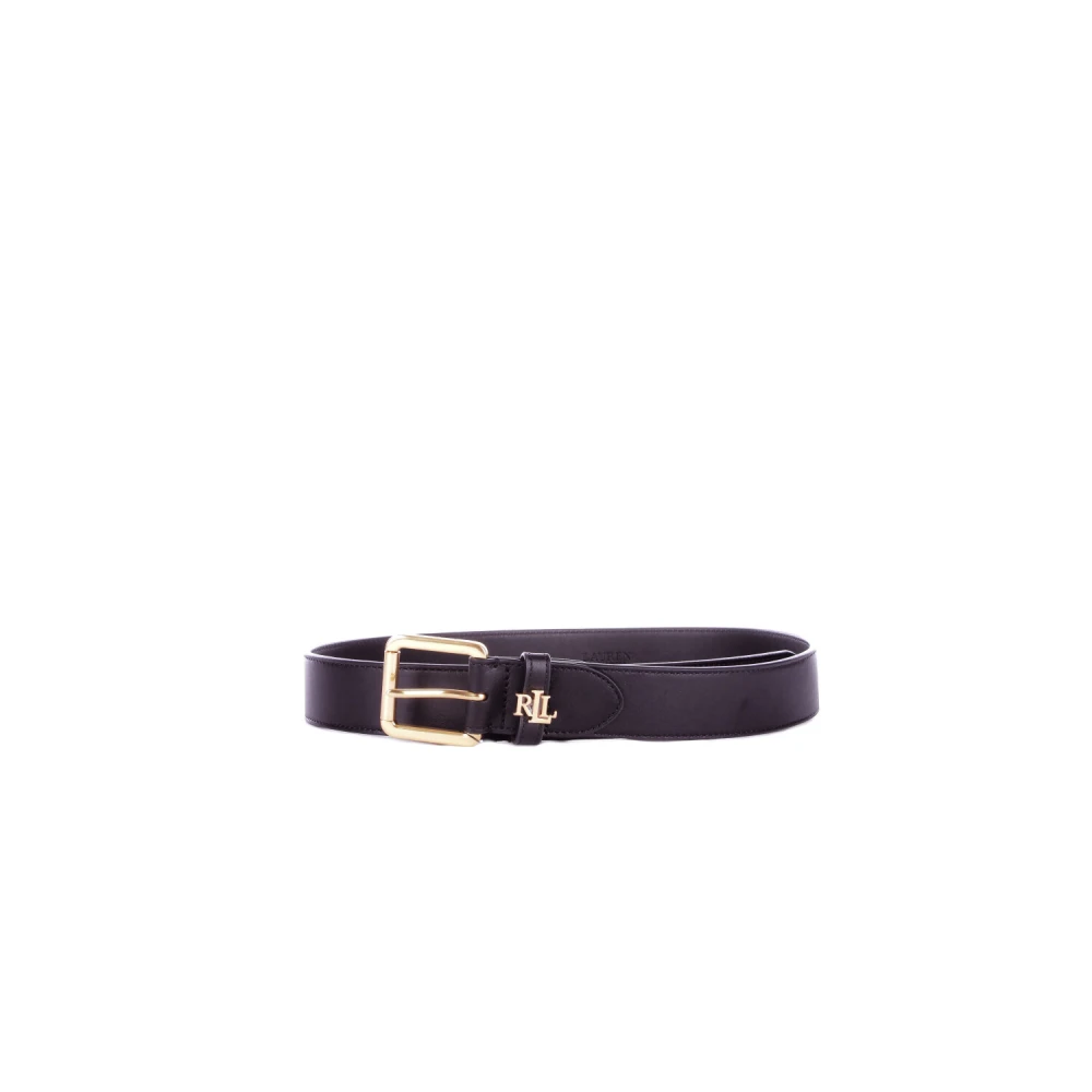 Ralph Lauren Zwarte Leren Riem Logo Gesp Black Dames