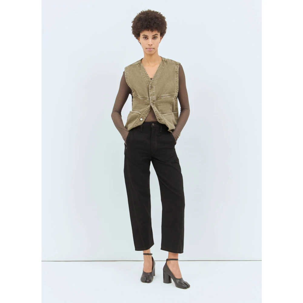 Lemaire V-hals Denim Vest met Zakken Green Dames