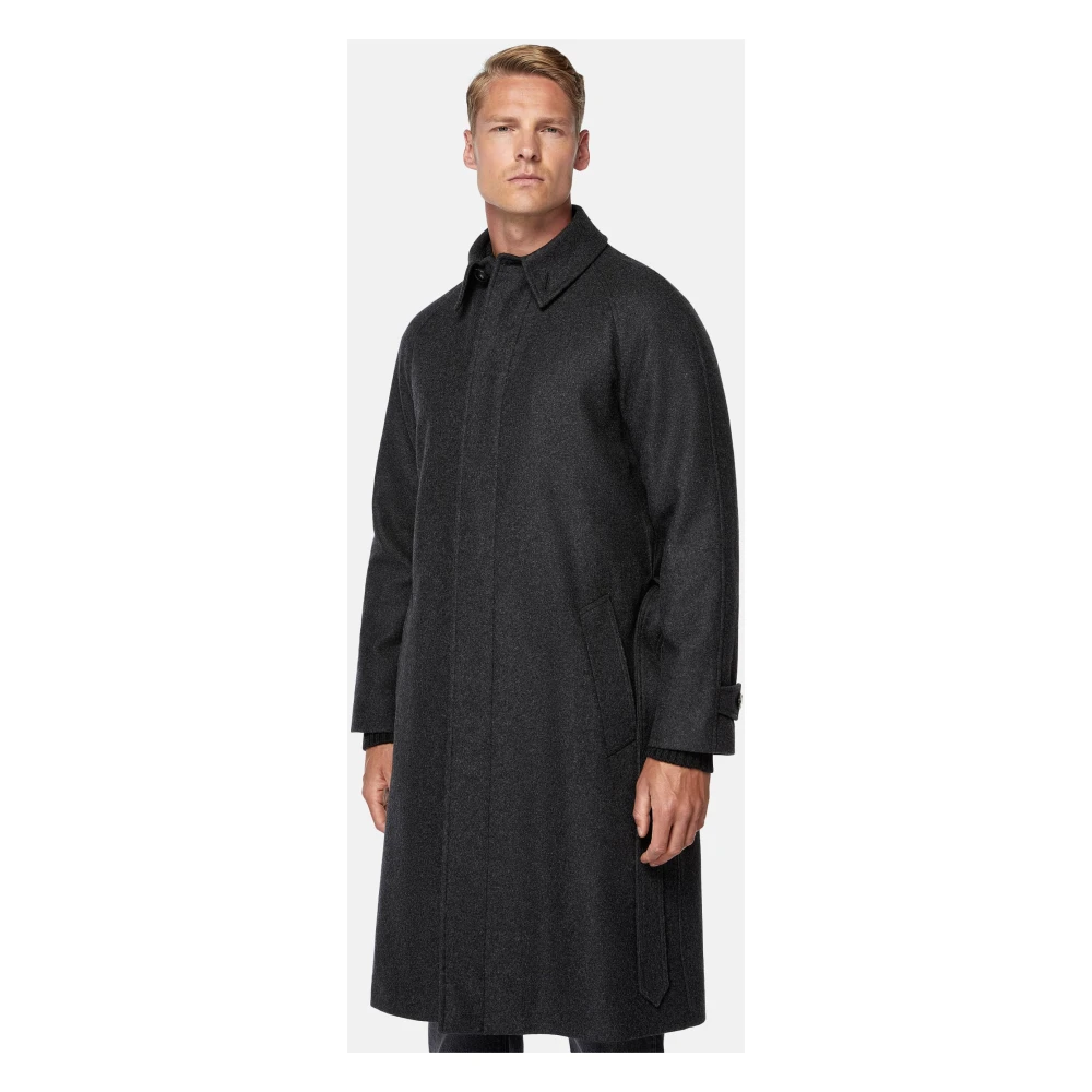 Boggi Milano Enkelrijig wollen jas Black Heren