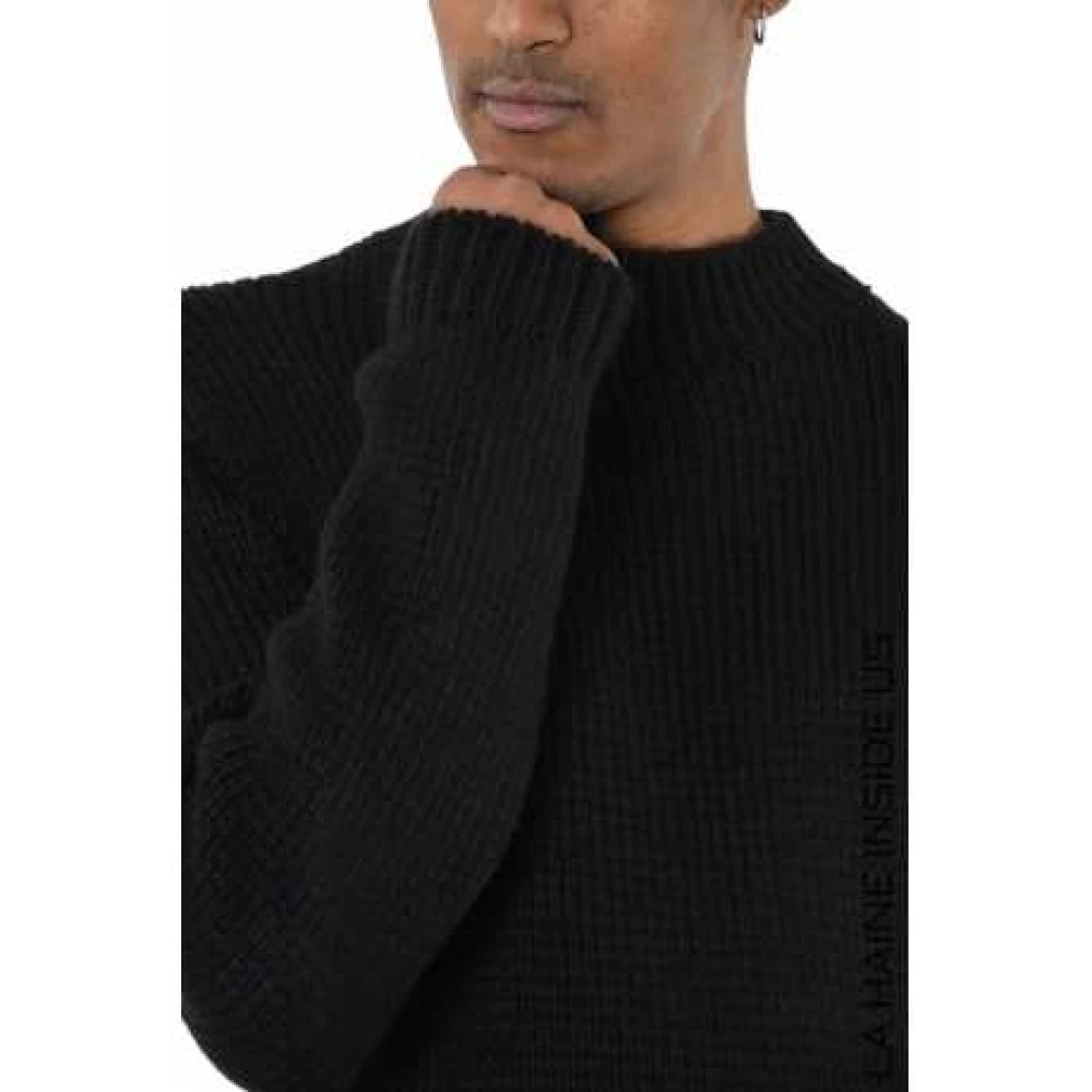 La Haine Inside Us Zwarte Geribbelde Trui Lm279 Black Heren