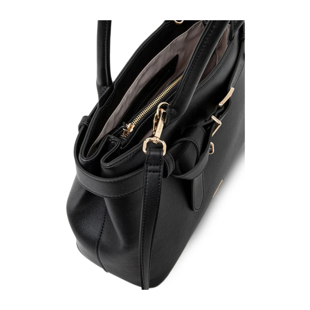 Twinset Zwarte Schoudertas met Gouden Logo Black Dames